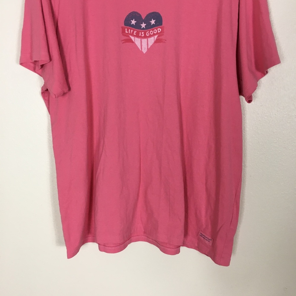 🛑🛑 SOLD!! Life Is Good Pink American Heart Shirt - Picture 4 of 8